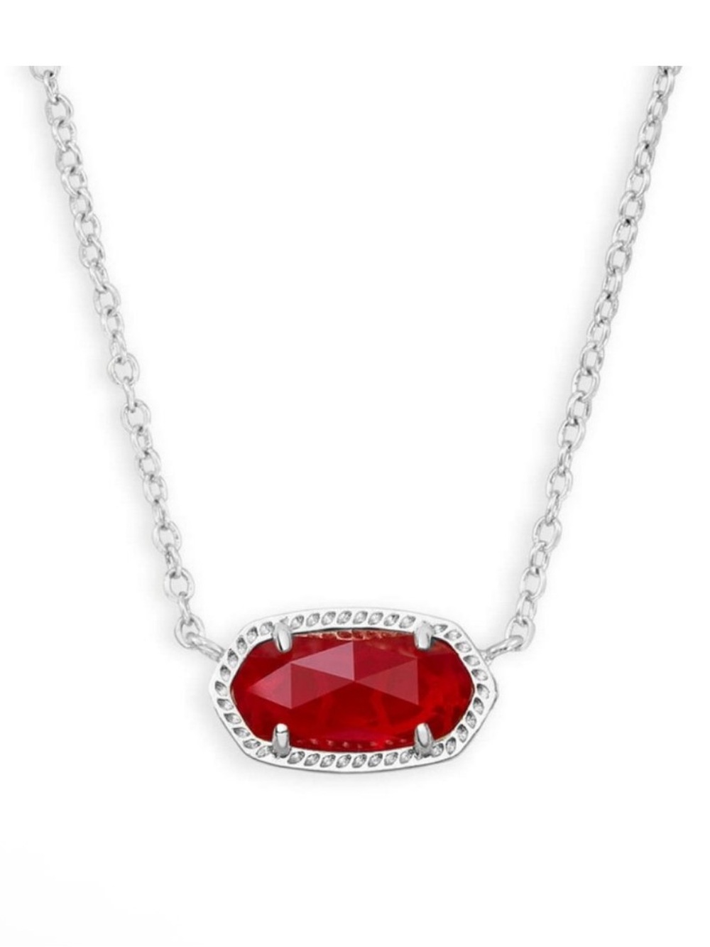 Kendra Scott Elisa Pendant Necklace Silver Red Stone NEW $75
